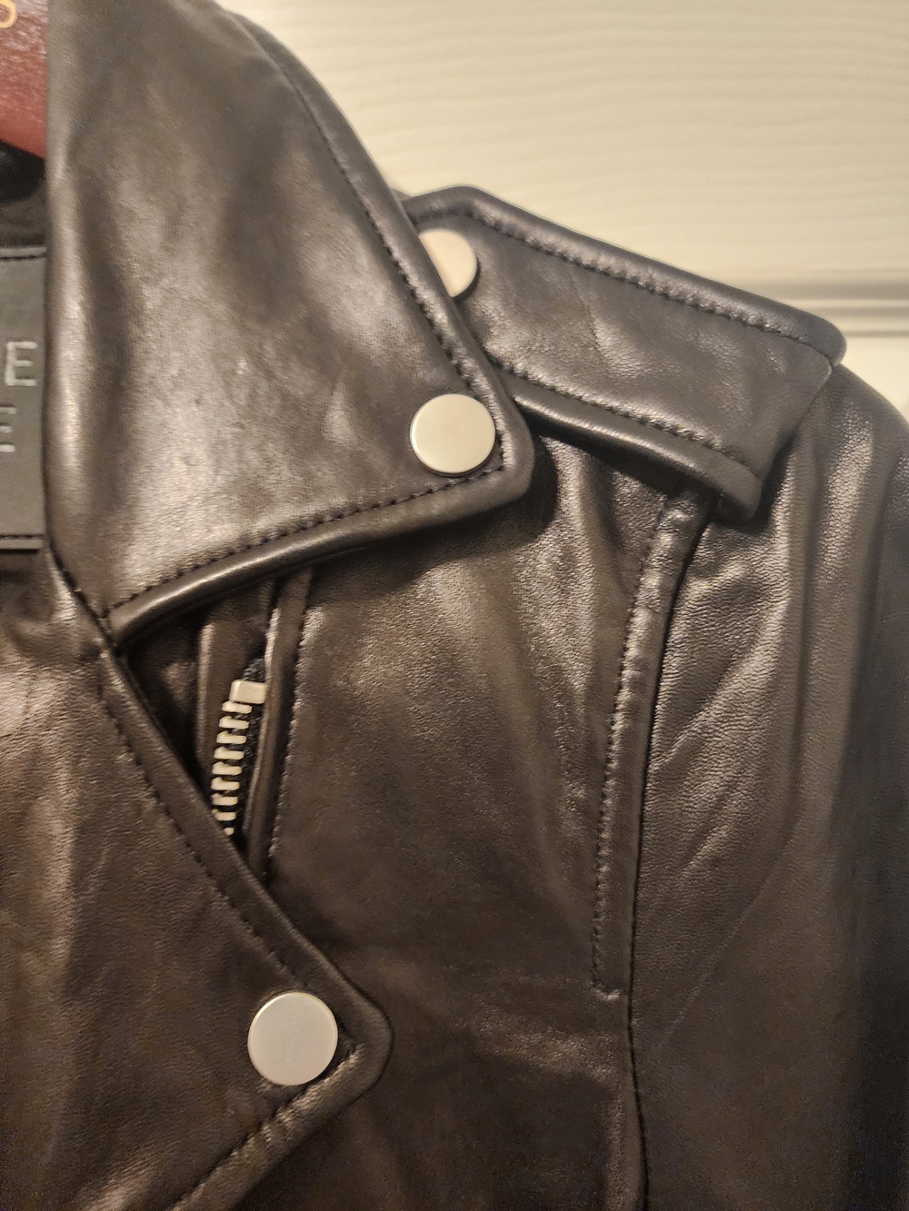 Belle Vere Black Leather Biker Moto Jacket Like New Women's Size Small - Picture 11 of 12